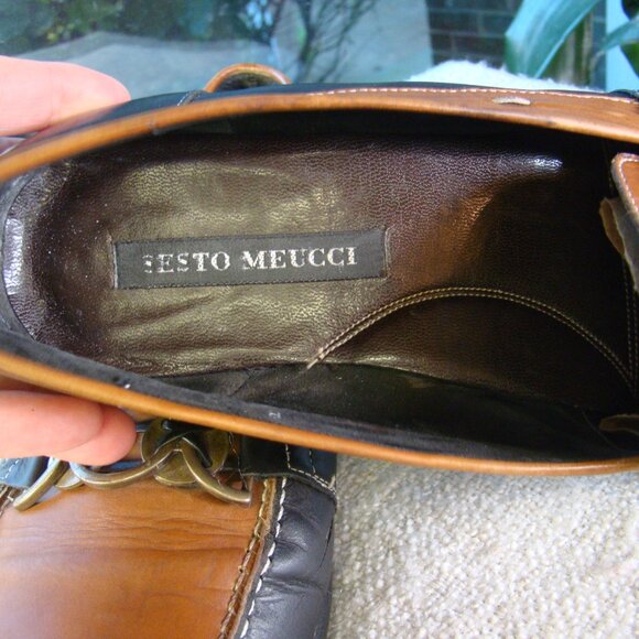 Sesto Meucci Leather Slip On Loafers Black/Brown Size 8 - Picture 9 of 10